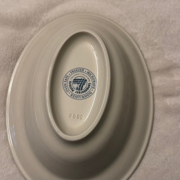 Longaberger Pottery Classic Blue Woven Traditions Oval Serving Veg Bowl Dish 11" - Picture 5 of 5